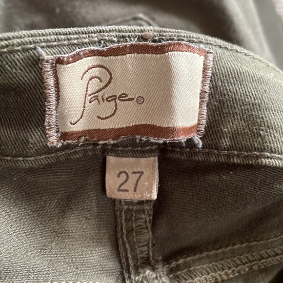 Paige Denim Peg Skinny Fir Green, army green, skinny Jean, size 27 - Picture 3 of 7